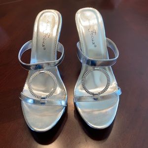 Silver, Rhinestone detail, 3” heels